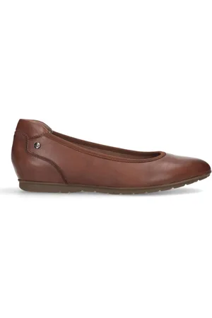 Manfield Schoenen, Dames, Bruin, 42 EU, Leer, Cognac Leren Ballerina