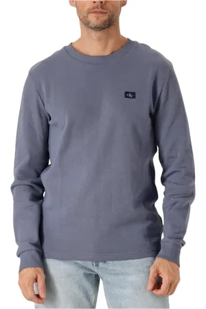 Calvin Klein Truien, Heren, Blauw, 2Xl, Katoen, Woven Label Waffle LS Tee