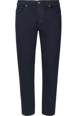 Dondup Jeans, Heren, Blauw, W38, Katoen, Blauwe Corduroy Carrot Broek met Logo