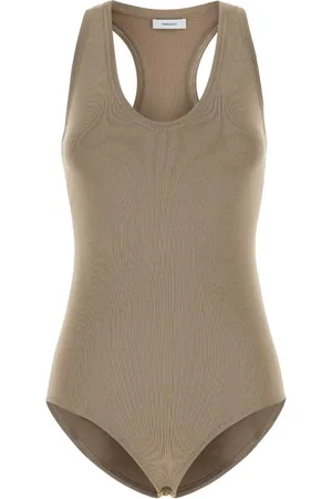 Salvatore Ferragamo Tops, Dames, , M, Cappuccino Stretch Viscose Blend Bodysuit