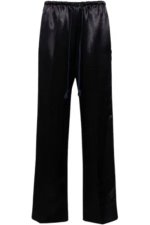 FORTE FORTE Broeken, Dames, Blauw, L, Satijn, Broek met elastische tailleband