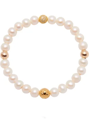 Nialaya Accessoires, Dames, Geel, S, Armband met Parel en Goud