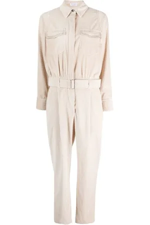 Brunello Cucinelli Jumpsuits & Playsuits, Dames, , M, Katoen, Corduroy Jumpsuit met Riem