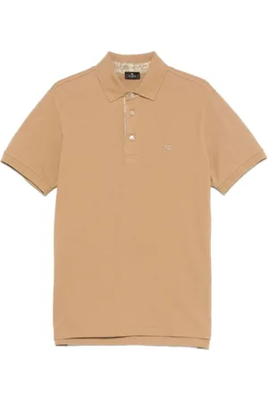 Etro Tops, Heren, , L, Katoen, Camelbruine polo shirt