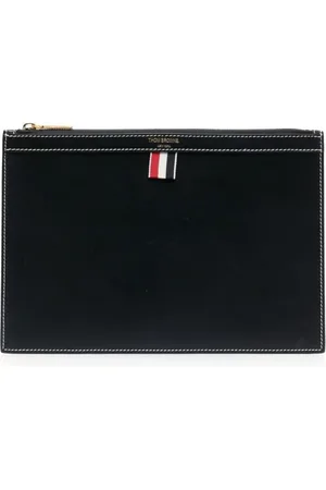Thom Browne Accessoires, Heren, Blauw, ONE Size, Leer, 4-Bar Tab Documenthouder