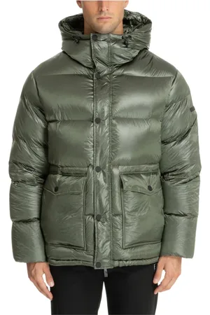 EA7 Jassen, Heren, Groen, M, Snap-Zip Plain Logo Pockets Down Jacket