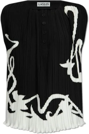 Lanvin Tops, Dames, Zwart, S, Geplooide Top zonder Mouwen