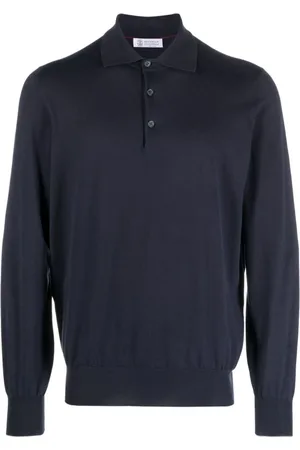 Brunello Cucinelli Tops, Heren, Blauw, M, Klassiek poloshirt
