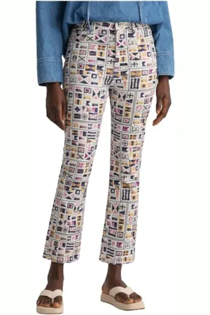 GANT Jeans, Dames, Veelkleurig, W27, Katoen, Printed Flag Flare Jeans