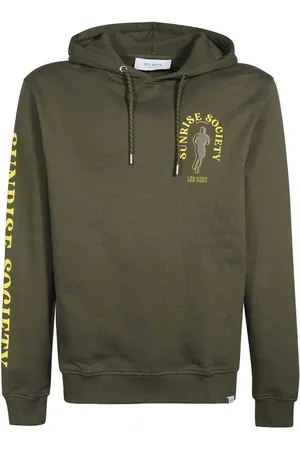 Les Deux Sweatshirts & Hoodies, Heren, Groen, M, Katoen, Hooded sweatshirt met print