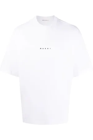 Marni Tops, Heren, Wit, XL, Katoen, T-shirt met geprinte katoenen logo