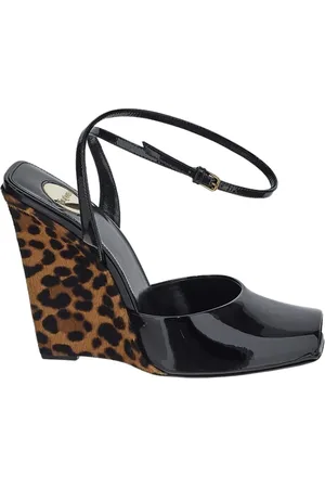 Saint Laurent Schoenen, Dames, Zwart, 36 1/2 EU, Stijlvolle Sleehak Sandalen voor Vrouwen