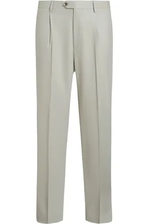 Etro Broeken, Heren, Wit, M, Wol, Plooitjes Broek met Tailored Pasvorm