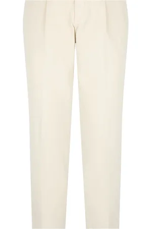 Boglioli Broeken, Heren, Wit, 2Xl, Garment Dyed Corduroy Pleated Chinos