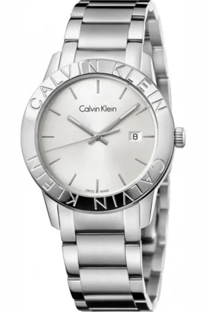 Calvin Klein Accessoires, Dames, Grijs, ONE Size, Zilveren Quartz Horloge