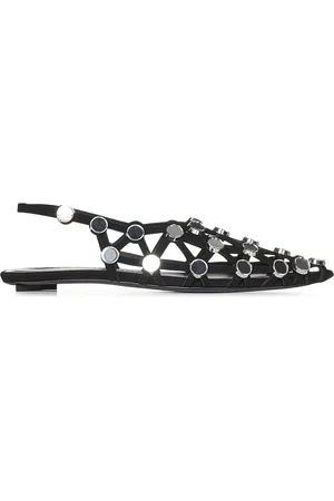 The Attico Schoenen, Dames, Zwart, 38 EU, Leer, Grid Ballerina`s