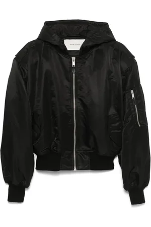 Entire Studios Jassen, Dames, Zwart, S, Polyester, Stijlvolle Bomberjack met Capuchon