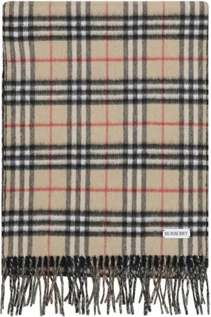 Burberry Accessoires, Dames, Bruin, ONE Size, Cashmere Sjaal met Franje