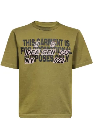 Heron Preston Tops, Heren, Groen, S, Katoen, Katoenen T-shirt met Print aan de Voorkant