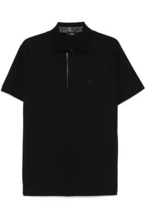 Etro Tops, Heren, Zwart, L, Katoen, Polo Shirt met Korte Mouwen en Pegasus Motief