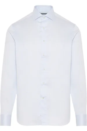 CANALI Overhemden, Heren, Blauw, 3Xl, Katoen, Katoenen overhemd met micro-patroon ontwerp