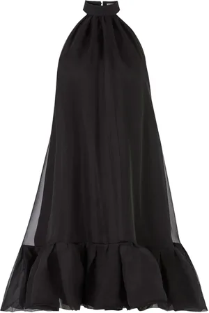 Nina Ricci Kleedjes, Dames, Zwart, XS, Halterneck Mini Jurk met Peplum