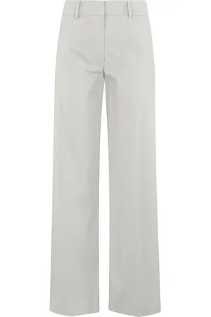 K-Way Broeken, Dames, Grijs, 2Xs, Katoen, Lichtgrijze Gabardine Rechte Pijp Broek