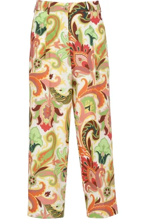 Etro Broeken, Dames, Veelkleurig, XS, Katoen, Paisley Katoenen Broek