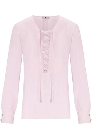 Elisabetta Franchi Blouses & Shirts, Dames, Roze, L, Quarzo Blouse met Veters