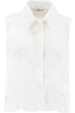 ERMANNO SCERVINO Blouses & Shirts, Dames, Wit, S, Katoen, Top met kanten details
