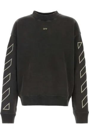 OFF-WHITE Sweatshirts & Hoodies, Heren, Zwart, S, Katoen, Slate Katoen Oversized Sweatshirt