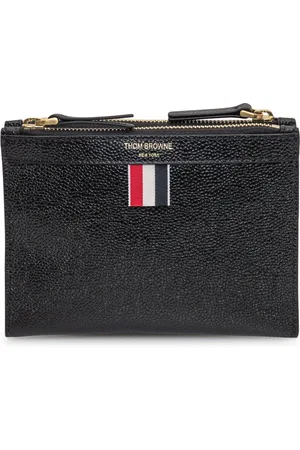 Thom Browne Accessoires, Dames, Zwart, ONE Size, Leer, RWB Tab Zipped Crossbody Tas