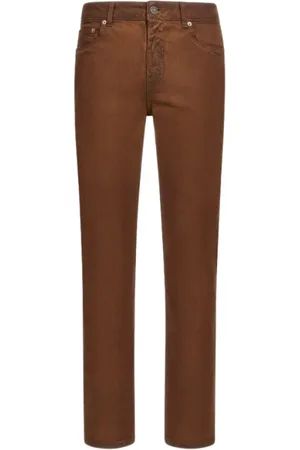 Roberto Cavalli Jeans, Heren, Bruin, W29, Katoen, Bruine Straight Jeans Made in Italy