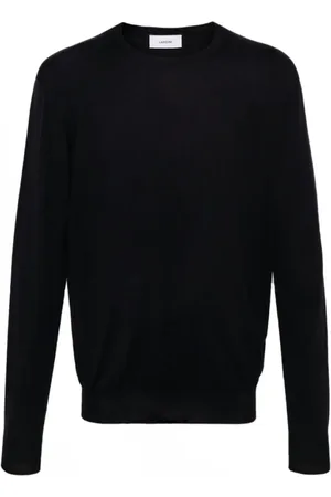 LARDINI Truien, Heren, Blauw, S, Wol, Navy Crew Neck Jumper