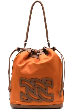 Casadei Tassen, Dames, Oranje, ONE Size, Bucket Drawstring Tas met Logo
