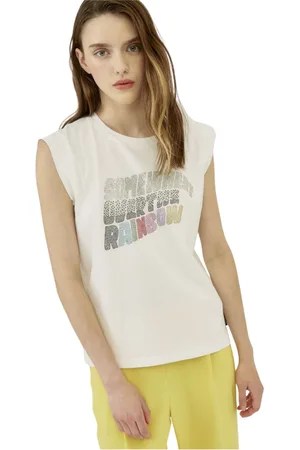 Silvian Heach Tops, Dames, Wit, S, Katoen, Rhinestone Tank Top