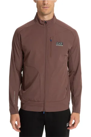 EA7 Jassen, Heren, Bruin, M, Polyester, Sweatshirt met rits en logo