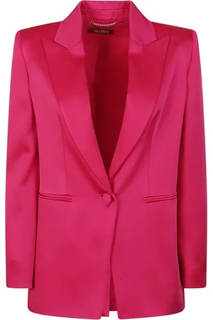Max Mara Jassen, Dames, Roze, XS, Satijn, Galazia Single-Breasted Blazer