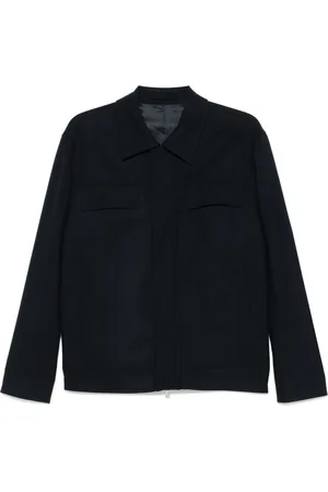 LARDINI Jassen, Heren, Blauw, M, Wol, Wollen Kasjmier Shirt Jacket