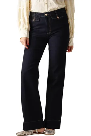 Summum Woman Jeans, Dames, Blauw, M, Denim, Flared Jeans Comfort