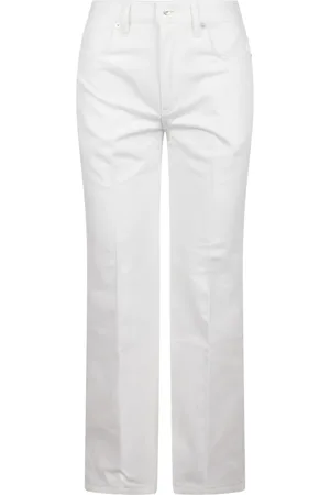 Jil Sander Jeans, Dames, Wit, W29, Katoen, Wijd uitlopende Jeans met Persvouw