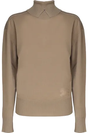 Burberry Truien, Dames, Bruin, XS, Wol, Wollen coltrui