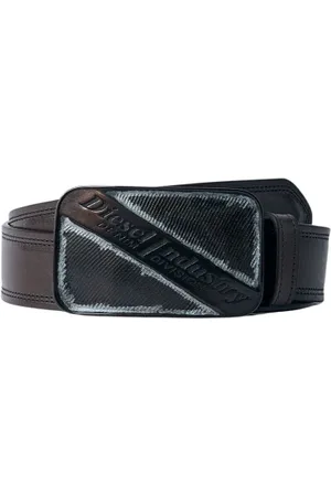 Diesel Accessoires, Heren, Bruin, 85 CM, Gegraveerde Logo Gesp Distressed Riem
