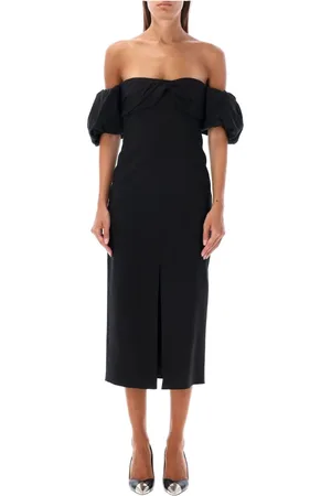 Isabel Marant Kleedjes, Dames, Zwart, S, Zwarte Off-Shoulder Midi Jurk Aw 24
