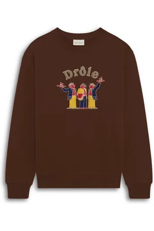 Drôle de Monsieur Sweatshirts & Hoodies, Heren, Bruin, L, Katoen, Sweatshirt met print aan de voorkant