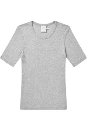 Munthe Tops, Dames, Grijs, 2Xl, Grijs T-shirt met elleboogmouwen