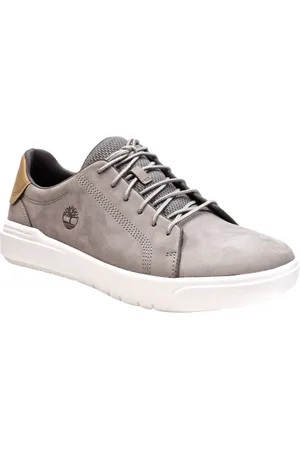Timberland Schoenen, Heren, Grijs, 43 1/2 EU, Grijze Nubuck Blucher Schoen met Witte Zool