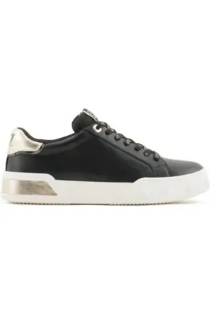 EA7 Schoenen, Dames, Zwart, 38 EU, Leer, Sportieve Sneakers