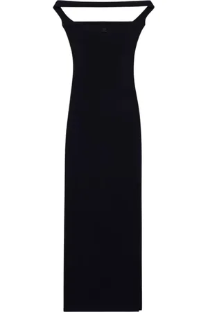 Courrèges Kleedjes, Dames, Zwart, M, Katoen, Gebreide Midi Jurk