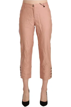 ERMANNO SCERVINO Broeken, Dames, Roze, M, Katoen, High Waist Cropped Broek